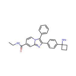 CCNC(=O)c1ccn2c(-c3ccccc3)c(-c3ccc(C4(N)CCC4)cc3)nc2c1 ZINC000113656921