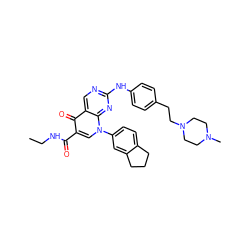 CCNC(=O)c1cn(-c2ccc3c(c2)CCC3)c2nc(Nc3ccc(CCN4CCN(C)CC4)cc3)ncc2c1=O ZINC000042834384