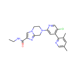 CCNC(=O)c1cn2c(n1)CN(c1cc(-c3ncc(C)cc3C)c(Cl)cn1)CC2 ZINC000149871275