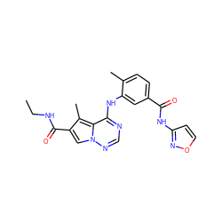 CCNC(=O)c1cn2ncnc(Nc3cc(C(=O)Nc4ccon4)ccc3C)c2c1C ZINC000038512717