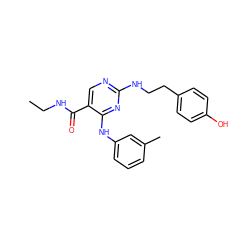 CCNC(=O)c1cnc(NCCc2ccc(O)cc2)nc1Nc1cccc(C)c1 ZINC000028640003