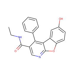 CCNC(=O)c1cnc2oc3ccc(O)cc3c2c1-c1ccccc1 ZINC000169327789