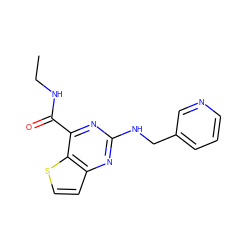 CCNC(=O)c1nc(NCc2cccnc2)nc2ccsc12 ZINC000049034023