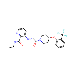 CCNC(=O)c1ncccc1NCC(=O)N1CCC(Oc2ccccc2C(F)(F)F)CC1 ZINC000028704856