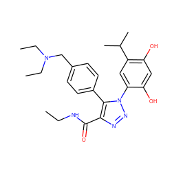 CCNC(=O)c1nnn(-c2cc(C(C)C)c(O)cc2O)c1-c1ccc(CN(CC)CC)cc1 ZINC000169311424