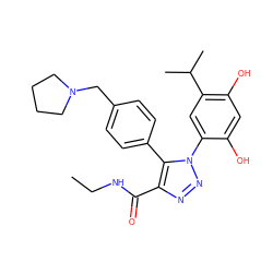 CCNC(=O)c1nnn(-c2cc(C(C)C)c(O)cc2O)c1-c1ccc(CN2CCCC2)cc1 ZINC000169311416