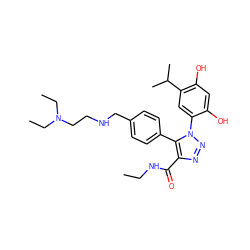 CCNC(=O)c1nnn(-c2cc(C(C)C)c(O)cc2O)c1-c1ccc(CNCCN(CC)CC)cc1 ZINC000169313089