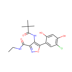 CCNC(=O)c1noc(-c2cc(Cl)c(O)cc2O)c1NC(=O)C(C)(C)C ZINC000073222901