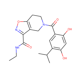 CCNC(=O)c1noc2c1CN(C(=O)c1cc(C(C)C)c(O)cc1O)CC2 ZINC000169310171