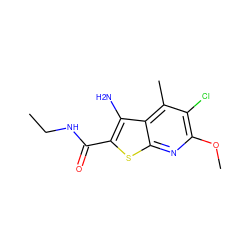 CCNC(=O)c1sc2nc(OC)c(Cl)c(C)c2c1N ZINC000653709023