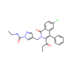 CCNC(=O)n1cc(Cn2c(C(=O)CC)c(-c3ccccc3)c3cc(Cl)ccc3c2=O)cn1 ZINC000029062718