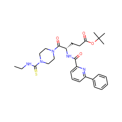 CCNC(=S)N1CCN(C(=O)[C@H](CCC(=O)OC(C)(C)C)NC(=O)c2cccc(-c3ccccc3)n2)CC1 ZINC000049762606