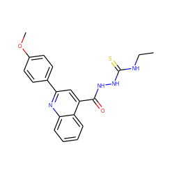 CCNC(=S)NNC(=O)c1cc(-c2ccc(OC)cc2)nc2ccccc12 ZINC000008684274