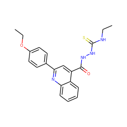 CCNC(=S)NNC(=O)c1cc(-c2ccc(OCC)cc2)nc2ccccc12 ZINC000008681131