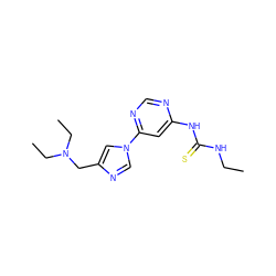 CCNC(=S)Nc1cc(-n2cnc(CN(CC)CC)c2)ncn1 ZINC001772637542