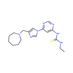 CCNC(=S)Nc1cc(-n2cnc(CN3CCCCCC3)c2)ncn1 ZINC001772634249