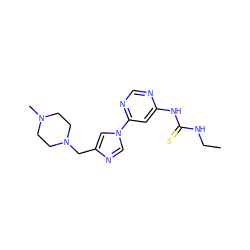 CCNC(=S)Nc1cc(-n2cnc(CN3CCN(C)CC3)c2)ncn1 ZINC001772637810