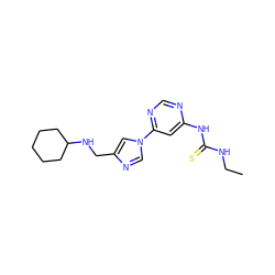 CCNC(=S)Nc1cc(-n2cnc(CNC3CCCCC3)c2)ncn1 ZINC001772652117