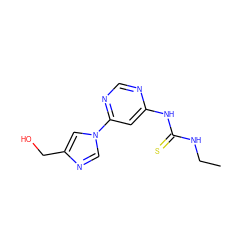 CCNC(=S)Nc1cc(-n2cnc(CO)c2)ncn1 ZINC001772599135