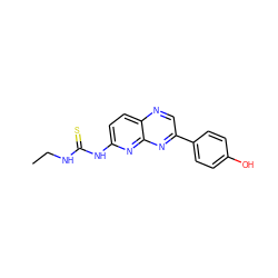 CCNC(=S)Nc1ccc2ncc(-c3ccc(O)cc3)nc2n1 ZINC000148616021