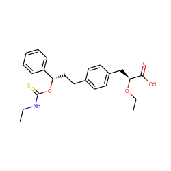 CCNC(=S)O[C@@H](CCc1ccc(C[C@H](OCC)C(=O)O)cc1)c1ccccc1 ZINC000028822008