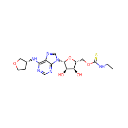 CCNC(=S)OC[C@H]1O[C@@H](n2cnc3c(N[C@@H]4CCOC4)ncnc32)[C@H](O)[C@@H]1O ZINC000013589077