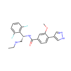 CCNC[C@@H](NC(=O)c1ccc(-c2cn[nH]c2)c(OC)c1)c1c(F)cccc1F ZINC000223793842