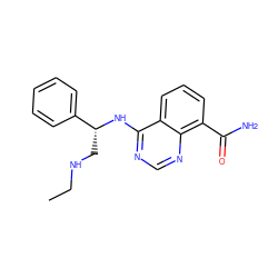 CCNC[C@@H](Nc1ncnc2c(C(N)=O)cccc12)c1ccccc1 ZINC000114399158