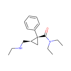 CCNC[C@@H]1C[C@@]1(C(=O)N(CC)CC)c1ccccc1 ZINC000029127572