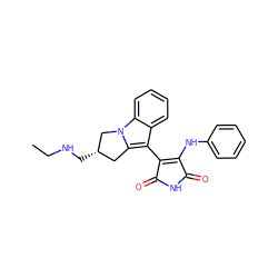 CCNC[C@H]1Cc2c(C3=C(Nc4ccccc4)C(=O)NC3=O)c3ccccc3n2C1 ZINC000103202956