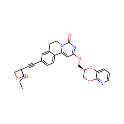 CCNC1(C#Cc2ccc3c(c2)CCn2c-3cc(OC[C@@H]3COc4ncccc4O3)nc2=O)COC1 ZINC000220198962