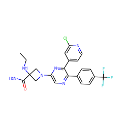 CCNC1(C(N)=O)CN(c2cnc(-c3ccc(C(F)(F)F)cc3)c(-c3ccnc(Cl)c3)n2)C1 ZINC000087672112