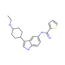 CCNC1CCC(c2c[nH]c3ccc(NC(=N)c4cccs4)cc23)CC1 ZINC000034806270