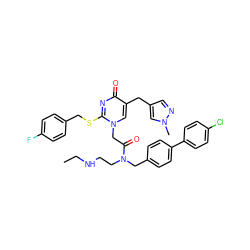 CCNCCN(Cc1ccc(-c2ccc(Cl)cc2)cc1)C(=O)Cn1cc(Cc2cnn(C)c2)c(=O)nc1SCc1ccc(F)cc1 ZINC000026576766