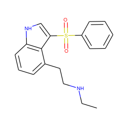 CCNCCc1cccc2[nH]cc(S(=O)(=O)c3ccccc3)c12 ZINC000045339983