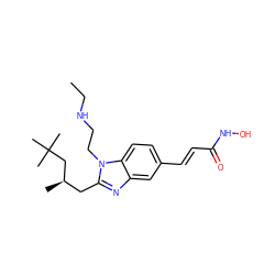 CCNCCn1c(C[C@@H](C)CC(C)(C)C)nc2cc(/C=C/C(=O)NO)ccc21 ZINC000034987236