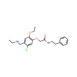 CCNCc1cc(OCC)c(OCC(=O)NCCc2ccccc2)cc1Cl ZINC000002884161