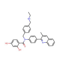 CCNCc1ccc(CN(C(=O)c2ccc(O)cc2O)c2ccc(-c3nc4ccccc4cc3C)cc2)cc1 ZINC000653754901