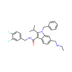 CCNCc1ccc2c(C(=O)NCc3ccc(F)c(F)c3)c(C(C)C)n(Cc3ccccc3)c2c1 ZINC000096172221