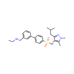 CCNCc1cccc(-c2ccc(S(=O)(=O)Nc3c(CC(C)C)nn(C)c3C)cc2)c1 ZINC000199937050