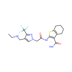 CCNCc1cn(CC(=O)Nc2sc3c(c2C(N)=O)CCCC3)nc1C(F)(F)F ZINC000058650638