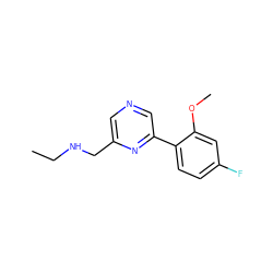 CCNCc1cncc(-c2ccc(F)cc2OC)n1 ZINC000071332074