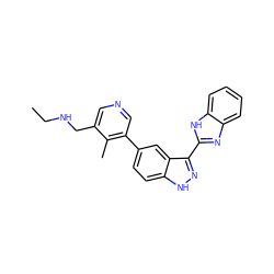 CCNCc1cncc(-c2ccc3[nH]nc(-c4nc5ccccc5[nH]4)c3c2)c1C ZINC000072176959