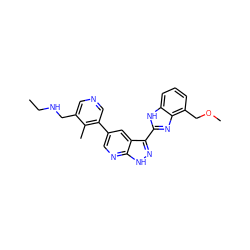 CCNCc1cncc(-c2cnc3[nH]nc(-c4nc5c(COC)cccc5[nH]4)c3c2)c1C ZINC000028950101