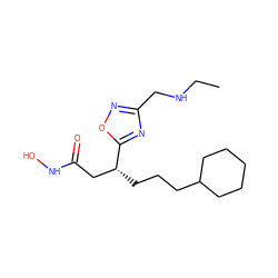 CCNCc1noc([C@H](CCCC2CCCCC2)CC(=O)NO)n1 ZINC000028701845