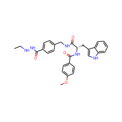 CCNNC(=O)c1ccc(CNC(=O)[C@H](Cc2c[nH]c3ccccc23)NC(=O)c2ccc(OC)cc2)cc1 ZINC001772602855