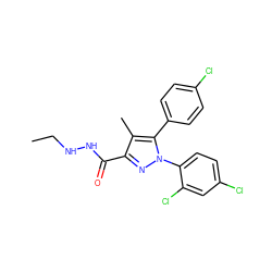 CCNNC(=O)c1nn(-c2ccc(Cl)cc2Cl)c(-c2ccc(Cl)cc2)c1C ZINC000013474268