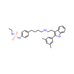 CCNS(=O)(=O)Nc1ccc(CCCCNCCc2c(-c3cc(C)cc(C)c3)[nH]c3ccccc23)cc1 ZINC000026015970