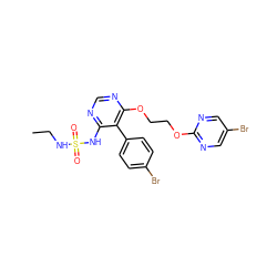 CCNS(=O)(=O)Nc1ncnc(OCCOc2ncc(Br)cn2)c1-c1ccc(Br)cc1 ZINC000095552839