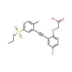 CCNS(=O)(=O)c1ccc(C)c(C#Cc2cc(Cl)ccc2OCC(=O)O)c1 ZINC000073195937